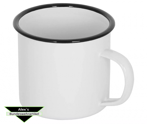 Emaille-Tasse Tasse Camping Kaffeetasse Becher Western weiß 350ml Neu